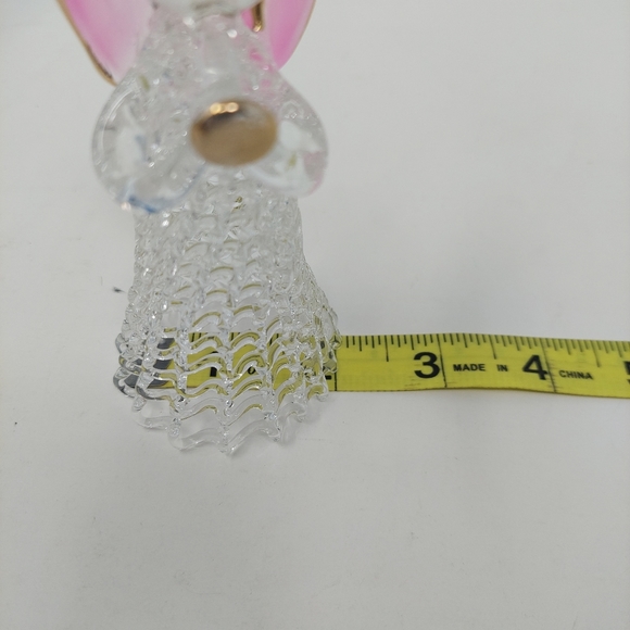 Vintage Angel Spun Glass Christmas Ornament Pink Wings Delicate Glass Skirt - Picture 8 of 9